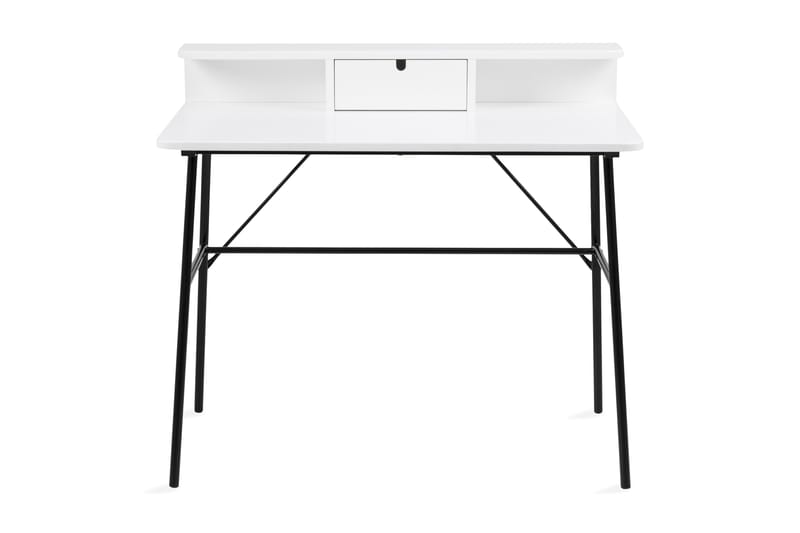 Skrivbord Pascaler 100 cm med Förvaring Låda + Hylla - Vit/Svart - Möbler - Bord & matgrupp - Kontorsbord - Skrivbord