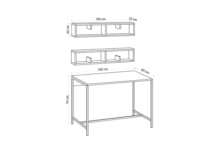 Skrivbord Pennyson 100 cm med Förvaring Vägghyllor - Natur/Svart - Möbler - Bord & matgrupp - Kontorsbord - Skrivbord