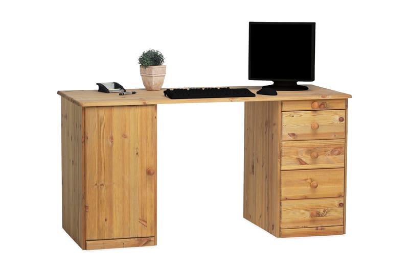 Skrivbord Plinio 150 cm med Förvaring 5 Lådor + Skåp - Brun - Möbler - Bord & matgrupp - Kontorsbord - Skrivbord