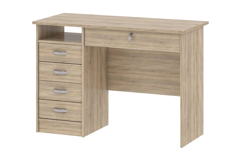 Skrivbord Praxia 109 cm med Förvaring Lådor + Hylla - Brun - Möbler - Bord & matgrupp - Kontorsbord - Skrivbord