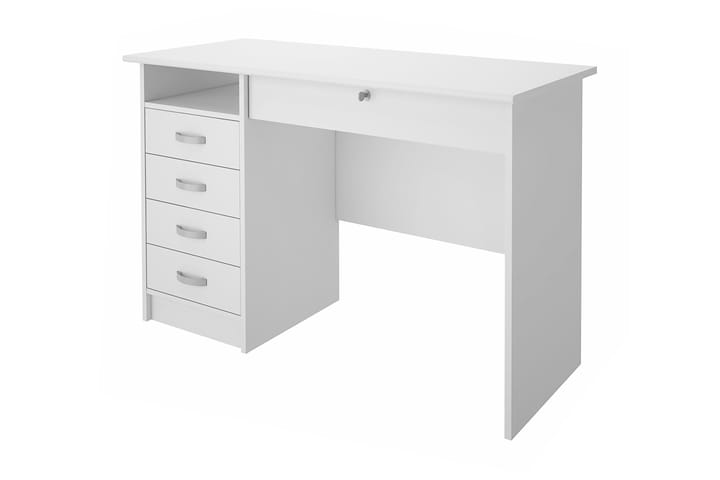 Skrivbord Praxia 109 cm med Förvaring Lådor + Hylla - Vit - Möbler - Bord & matgrupp - Kontorsbord - Skrivbord