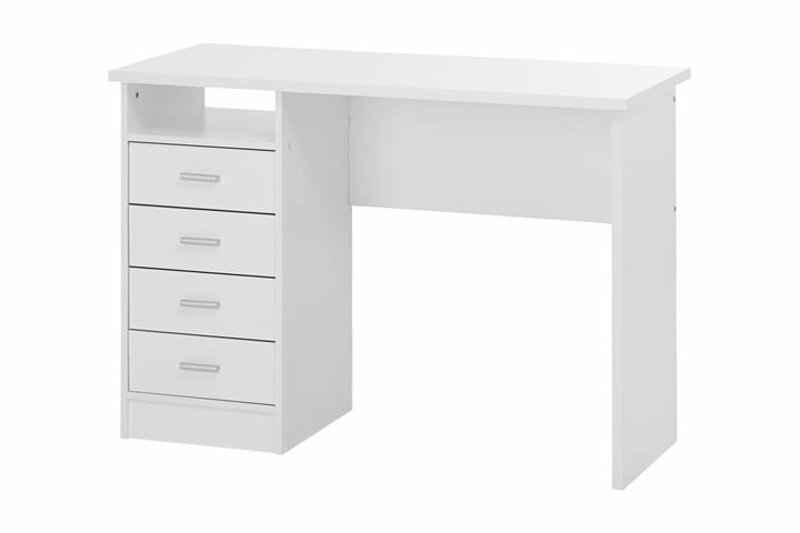 Skrivbord Praxia 110 cm med Förvaring Lådor + Hylla - Vit - Möbler - Bord & matgrupp - Kontorsbord - Skrivbord