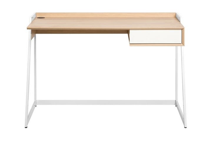 Skrivbord Quitoi 120 cm med Förvaring Låda - Vit/Ljusbrun - Möbler - Bord & matgrupp - Kontorsbord - Skrivbord
