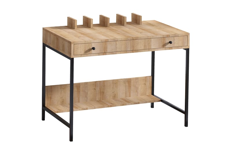 Skrivbord Rexina 100 cm med Förvaring Hyllor + Låda - Natur/Svart - Möbler - Bord & matgrupp - Kontorsbord - Skrivbord