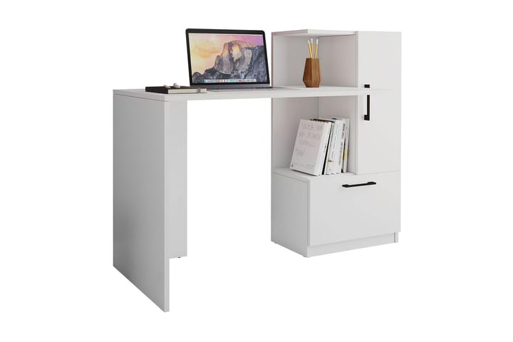 Skrivbord Sarzedo 125 cm med Förvaring Hylla + Skåp - Vit - Möbler - Bord & matgrupp - Kontorsbord - Skrivbord