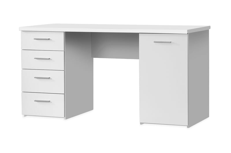 Skrivbord Skirbeck 145 cm med Förvaring Skåp + 4 Lådor + Hyl - Vit - Möbler - Bord & matgrupp - Kontorsbord - Skrivbord