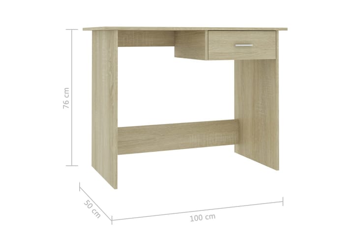 Skrivbord sonoma-ek 100x50x76 cm spånskiva - Brun - Möbler - Bord & matgrupp - Kontorsbord - Skrivbord
