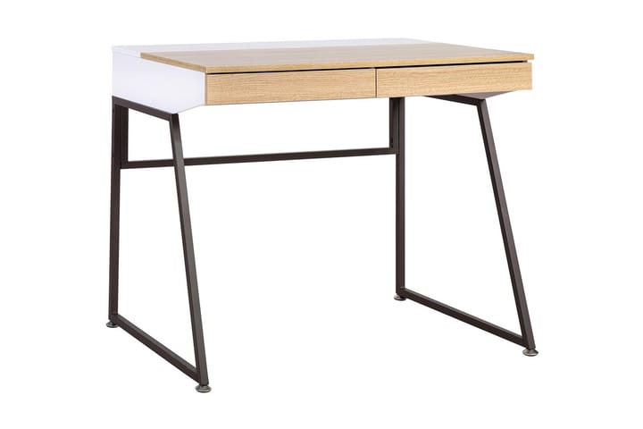 Skrivbord Studina 90 cm med Förvaring 2 Lådor - Grå/Trä/Natur/Vit - Möbler - Bord & matgrupp - Kontorsbord - Skrivbord