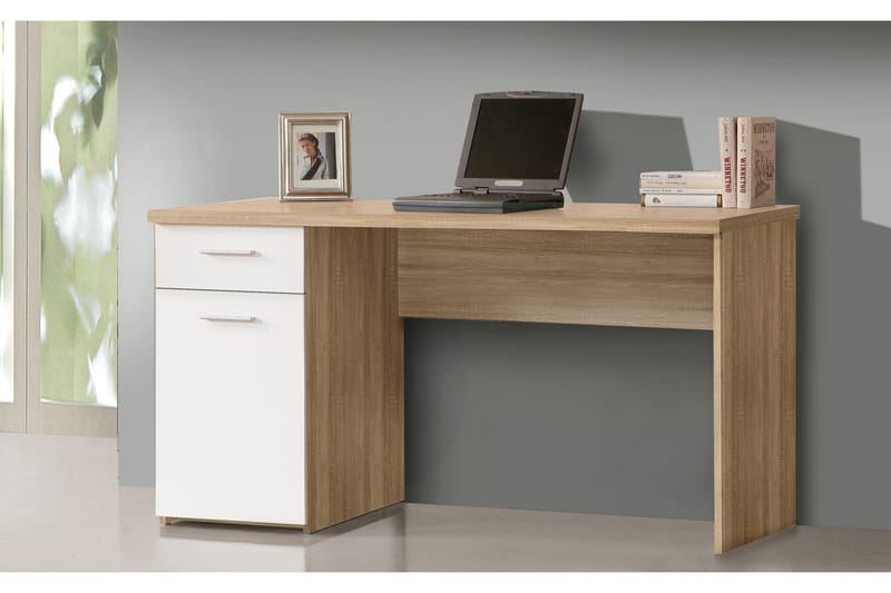 Skrivbord Teilynn 140 cm med Förvaring Låda + Skåp - Brun/Vit - Möbler - Bord & matgrupp - Kontorsbord - Skrivbord