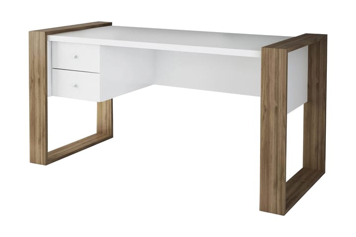 Skrivbord Tejmon 140 cm med Förvaring Lådor - Vit/Valnötsbrun - Möbler - Bord & matgrupp - Kontorsbord - Skrivbord