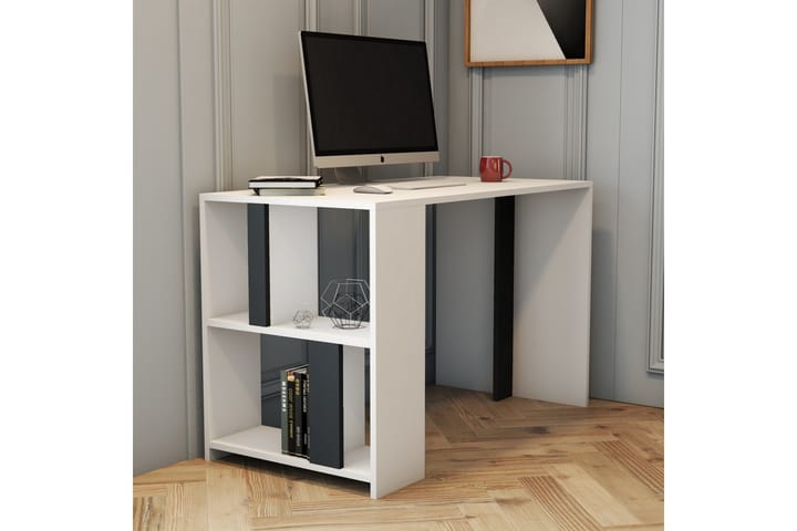 Skrivbord Tibani 120 cm med Förvaring Hylla - Vit/Antracit - Möbler - Bord & matgrupp - Kontorsbord - Skrivbord