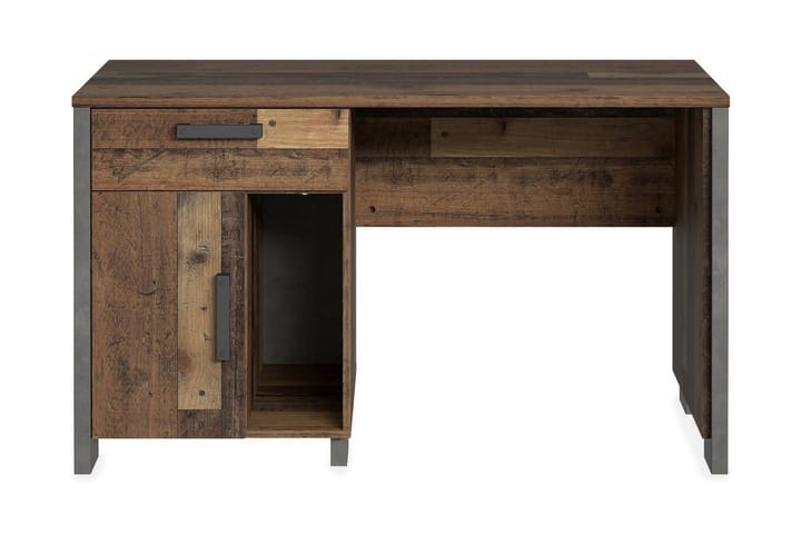 Skrivbord Treknow 127 cm med Förvaring Låda + Skåp - Brun/Grå - Utemöbler & utemiljö - Utebord & trädgårdsbord - Matbord utomhus
