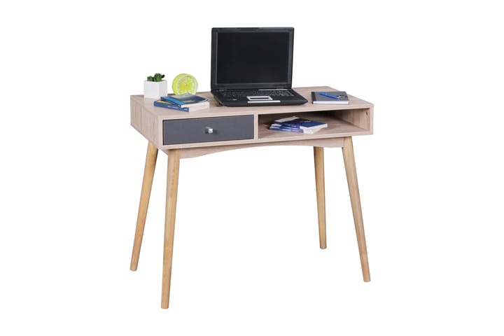 Skrivbord Trevaylor 90 cm med Förvaring Låda + Hylla - Grå/Ek - Möbler - Bord & matgrupp - Kontorsbord - Skrivbord