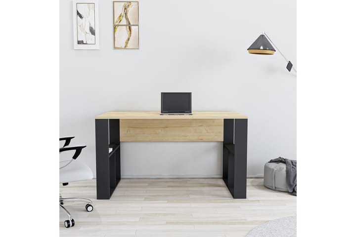 Skrivbord Tuman 120 cm med Förvaring Hyllor - Ekfärg/Vit - Möbler - Bord & matgrupp - Kontorsbord - Skrivbord