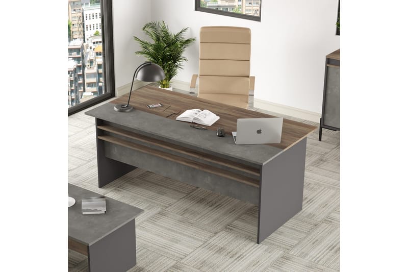 Skrivbord Urgby 180 cm - Brun/Betonggrå/Antracit - Möbler - Bord & matgrupp - Kontorsbord - Skrivbord