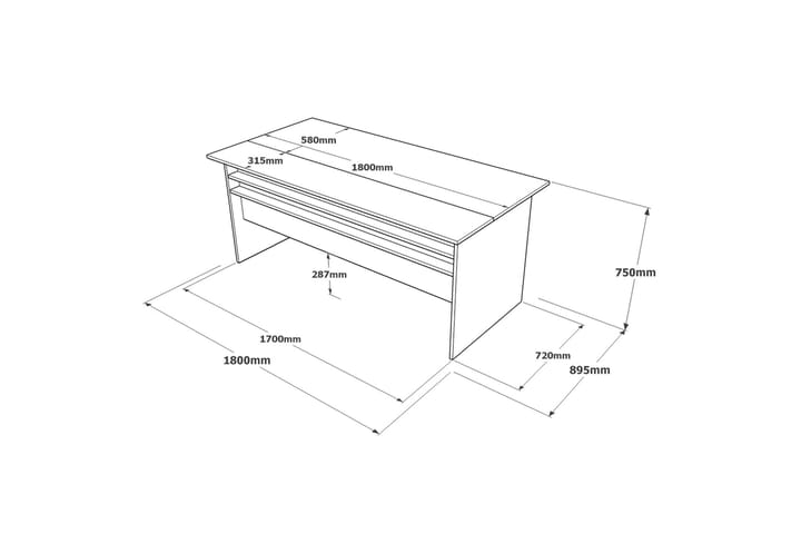 Skrivbord Urgby 180 cm - Brun/Betonggrå/Antracit - Möbler - Bord & matgrupp - Kontorsbord - Skrivbord