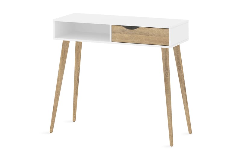 Skrivbord Vasiliki 103 cm med Förvaring Låda + Hylla - Vit/Ekfärg - Möbler - Bord & matgrupp - Kontorsbord - Skrivbord