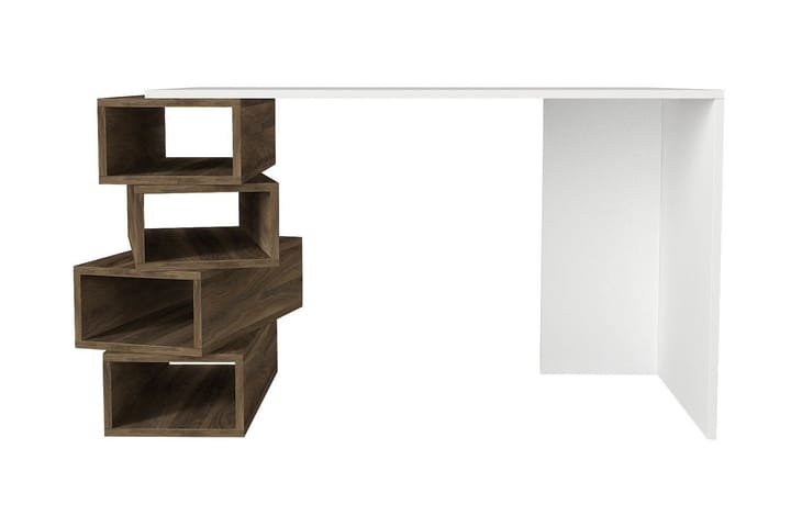 Skrivbord Verano 130 cm med Förvaring Hyllor - Vit/Valnötsbrun - Möbler - Bord & matgrupp - Kontorsbord - Skrivbord
