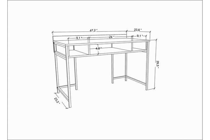 Skrivbord Yepan 60x74,8x120 cm med förvaring - Vit - Möbler - Bord & matgrupp - Kontorsbord - Skrivbord