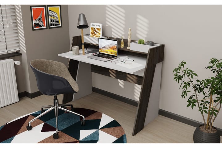 Skrivbord Zakkum 59,6x93,4x123,6 cm med förvaring - Vit - Möbler - Bord & matgrupp - Kontorsbord - Skrivbord