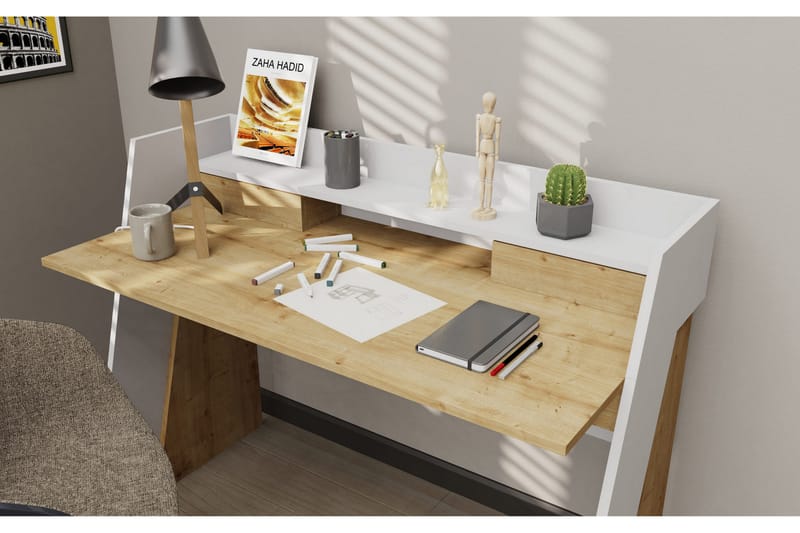 Skrivbord Zakkum 59,6x93,4x123,6 cm med förvaring - Vit - Möbler - Fåtölj & stolar - Kontorsstol & skrivbordsstol