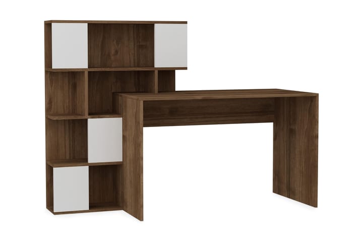 Skrivbord Zilva 164 cm med Förvaring - Vit/Valnötsbrun - Möbler - Bord & matgrupp - Kontorsbord - Skrivbord - Hörnskrivbord