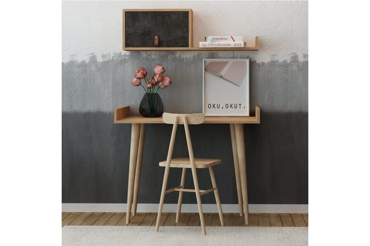 Skrivbord Zonata 100 cm med Förvaring Vägghylla - Grå/Trä - Möbler - Bord & matgrupp - Kontorsbord - Skrivbord