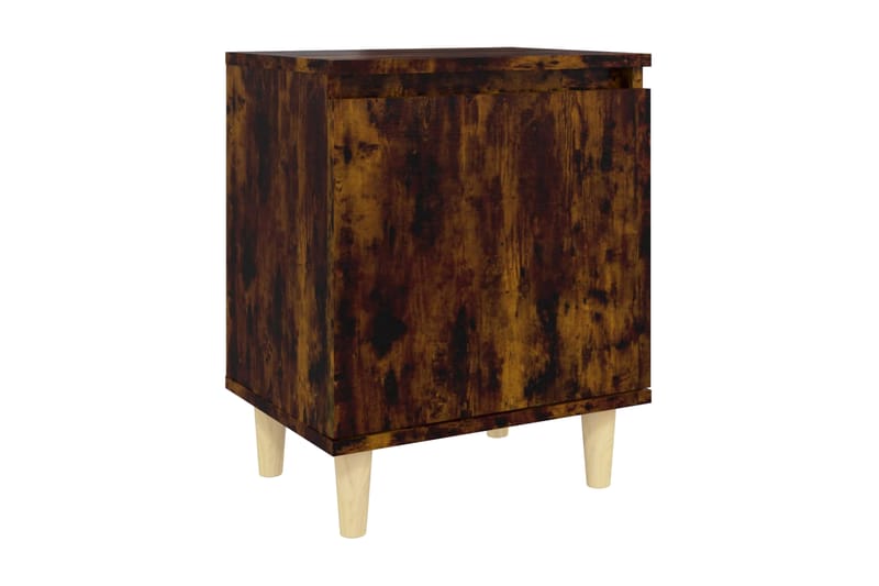 Sängbord med ben i massivt trä 2 st rökfärgad ek 40x30x50 cm - Brun - Möbler - Bord & matgrupp - Avlastningsbord & sidobord - Sängbord & nattduksbord