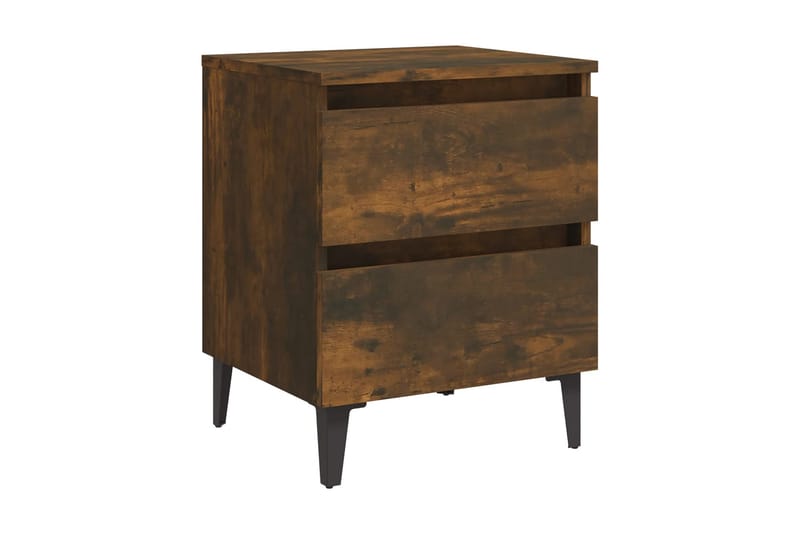 Sängbord med ben i metall rökfärgad ek 40x35x50 cm - Brun - Möbler - Bord & matgrupp - Klaffbord & hopfällbart bord