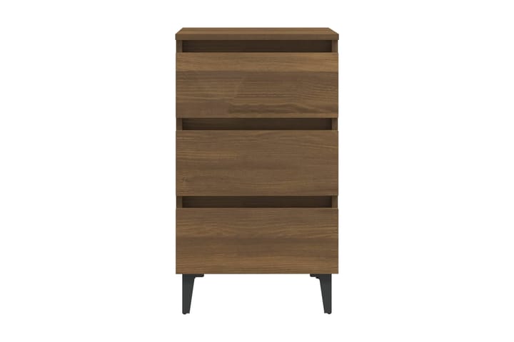 Sängbord med metallben 2 st brun ek 40x35x69 cm - Brun - Möbler - Bord & matgrupp - Avlastningsbord & sidobord - Sängbord & nattduksbord