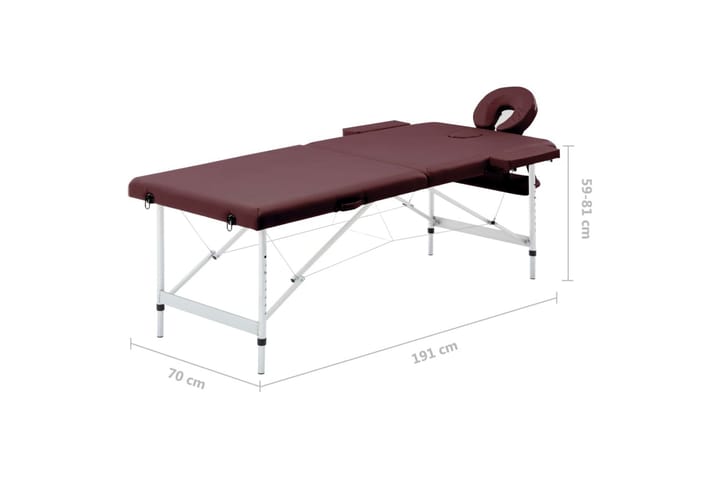 Hopfällbar massagebänk 2 sektioner aluminium lila - Lila - Möbler - Bord & matgrupp - Massagebord