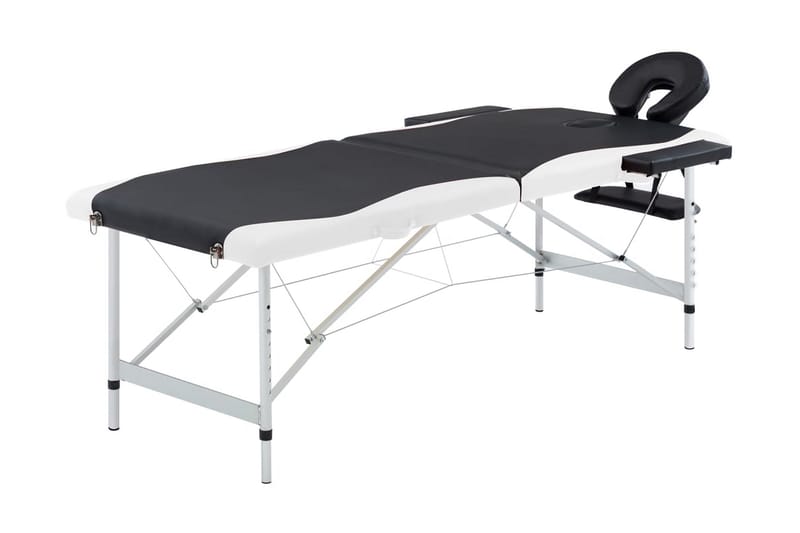 Hopfällbar massagebänk 2 sektioner aluminium svart och vit - Svart - Möbler - Bord & matgrupp - Massagebord