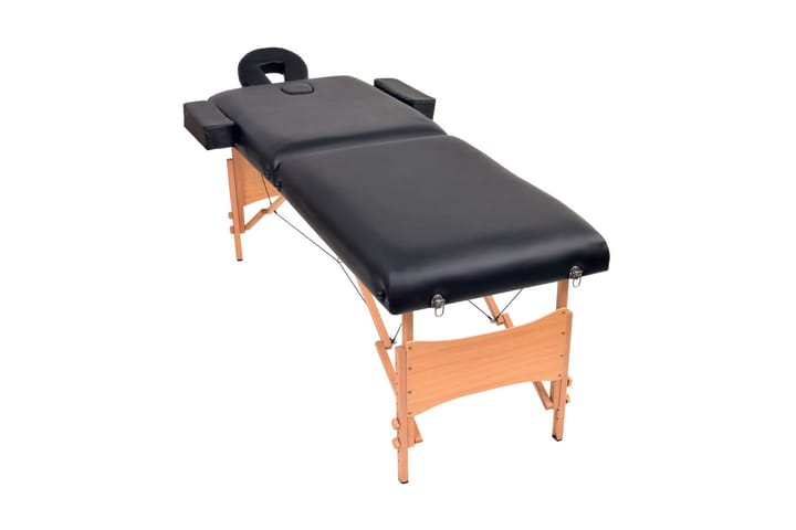 Hopfällbar massagebänk 2 sektioner och pall set 10 cm tjock - Svart - Möbler - Bord & matgrupp - Massagebord