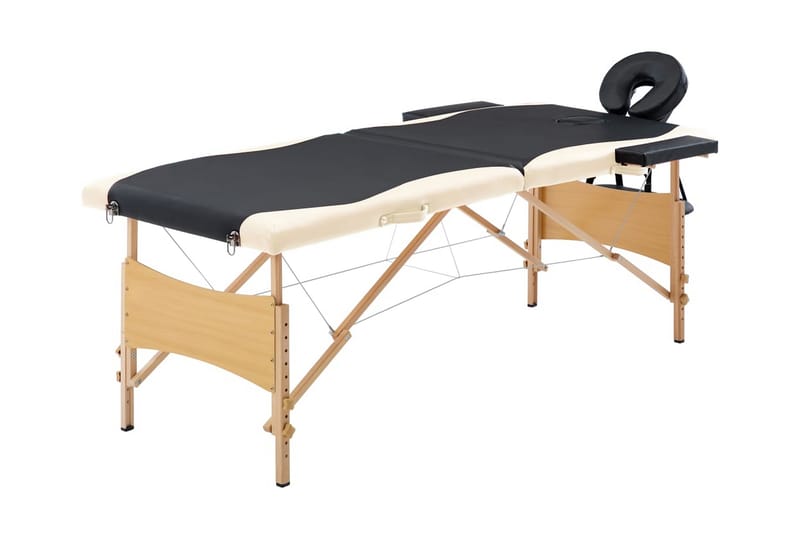 Hopfällbar massagebänk 2 sektioner trä svart och beige - Svart - Möbler - Bord & matgrupp - Massagebord
