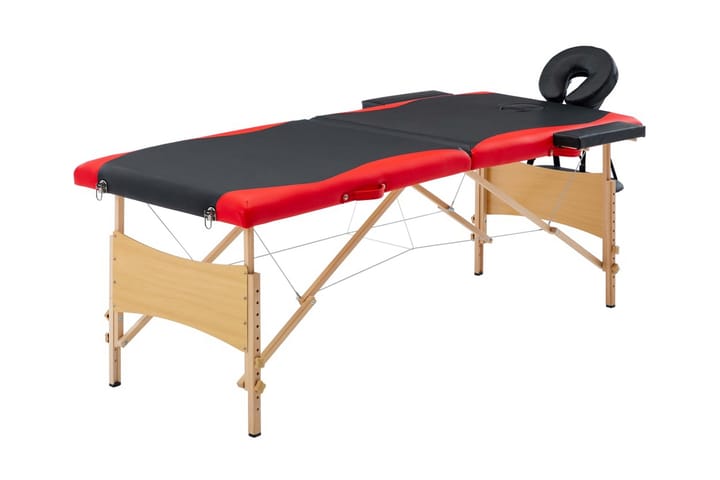 Hopfällbar massagebänk 2 sektioner trä svart och röd - Svart - Möbler - Bord & matgrupp - Massagebord