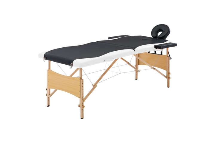 Hopfällbar massagebänk 2 sektioner trä svart och vit - Svart - Möbler - Bord & matgrupp - Massagebord