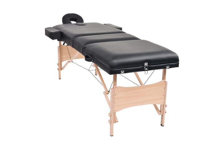 Hopfällbar massagebänk 3 sektioner 10 cm tjock svart - Svart - Möbler - Bord & matgrupp - Massagebord