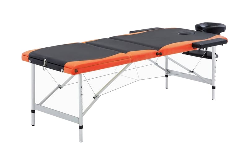 Hopfällbar massagebänk 3 sektioner aluminium och orange