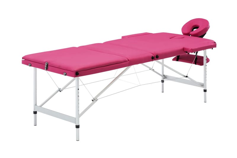 Hopfällbar massagebänk 3 sektioner aluminium rosa - Rosa - Möbler - Bord & matgrupp - Massagebord