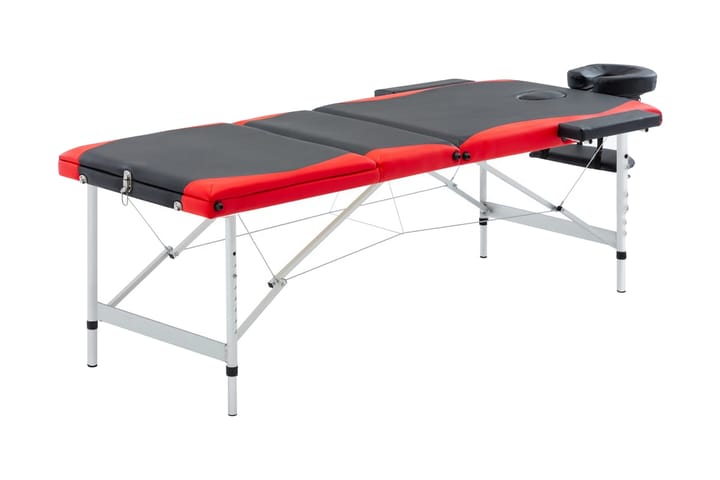 Hopfällbar massagebänk 3 sektioner aluminium svart och röd - Svart - Möbler - Bord & matgrupp - Massagebord
