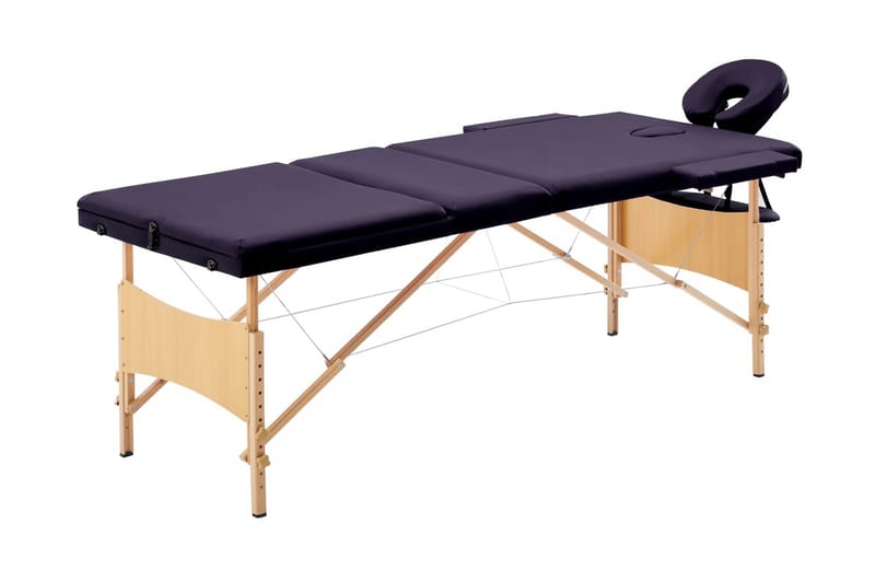 Hopfällbar massagebänk 3 sektioner trä mörklila - Lila - Möbler - Bord & matgrupp - Massagebord
