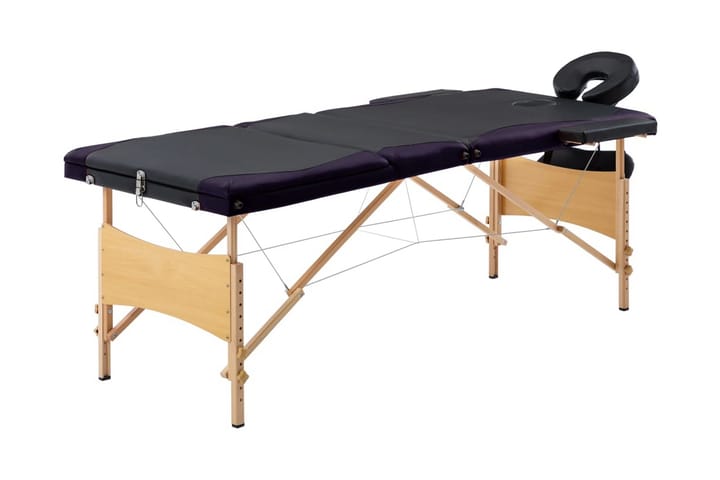 Hopfällbar massagebänk 3 sektioner trä svart och lila - Svart - Möbler - Bord & matgrupp - Massagebord