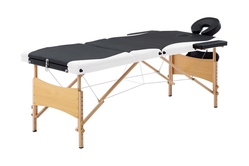 Hopfällbar massagebänk 3 sektioner trä svart och vit - Svart - Möbler - Bord & matgrupp - Massagebord
