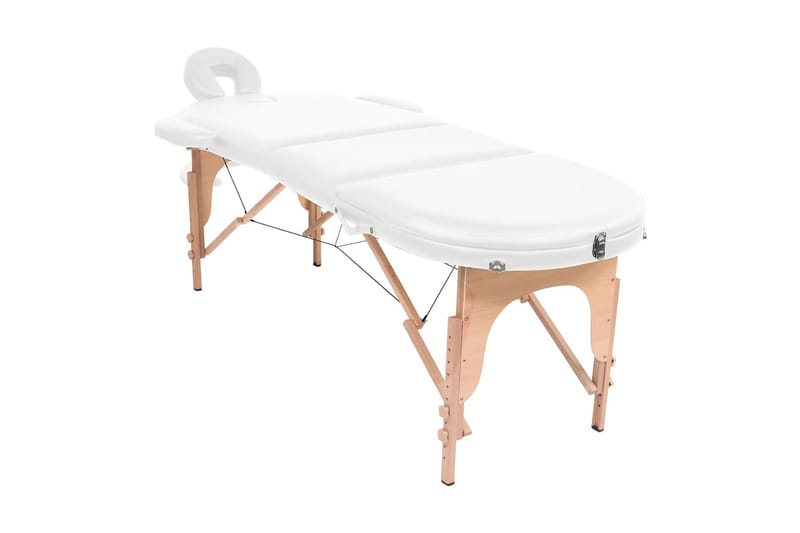 Hopfällbar massagebänk 4 cm tjock med 2 bolster oval vit - Vit - Möbler - Bord & matgrupp - Massagebord