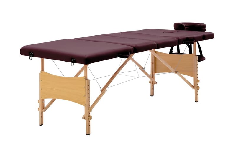Hopfällbar massagebänk 4 sektioner trä lila - Lila - Möbler - Bord & matgrupp - Massagebord