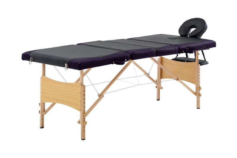 Hopfällbar massagebänk 4 sektioner trä svart och lila - Svart - Möbler - Bord & matgrupp - Massagebord