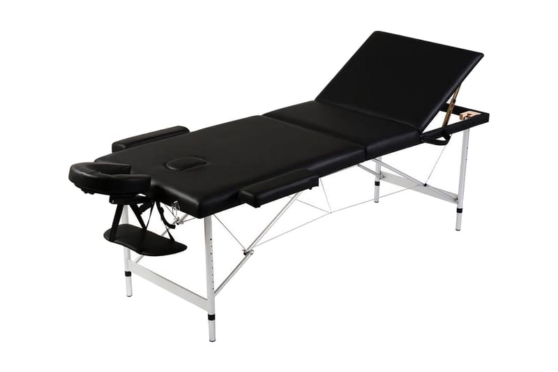 Hopfällbar massagebänk med 3 sektioner aluminiumram svart - Svart - Möbler - Bord & matgrupp - Massagebord