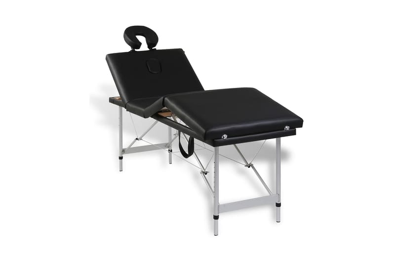 Hopfällbar massagebänk med 4 sektioner aluminiumram svart - Svart - Möbler - Bord & matgrupp - Massagebord