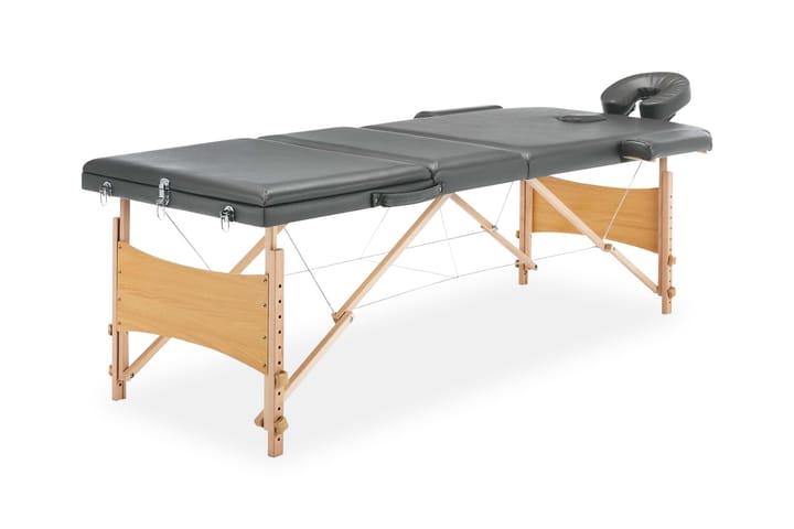 Massagebänk med 3 zoner träram antracit 186x68 cm - Grå - Möbler - Bord & matgrupp - Massagebord