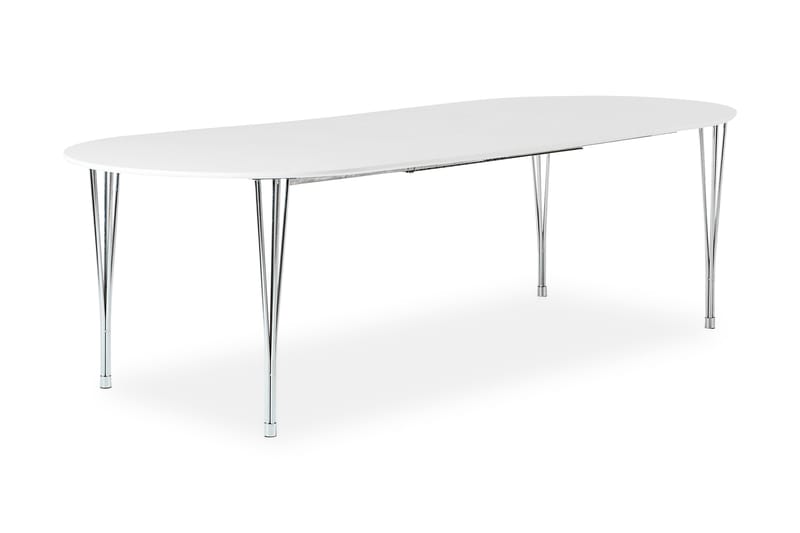 Bord Sterling Förlängningsbart 160 cm Ovalt - Vit|Krom - Möbler - Bord & matgrupp - Matbord & köksbord